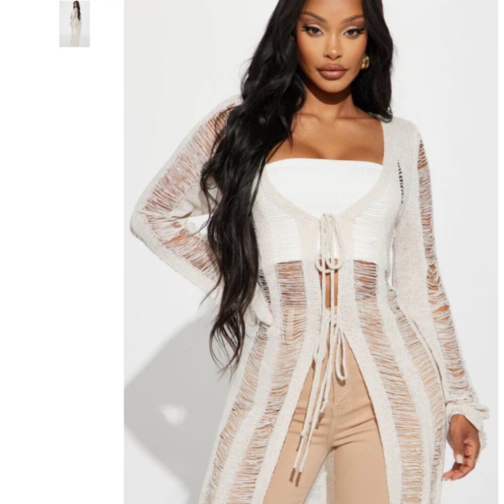 Distressed By You from Fashion Nova, Sweater Maxi Top or Cardigan size M NWT